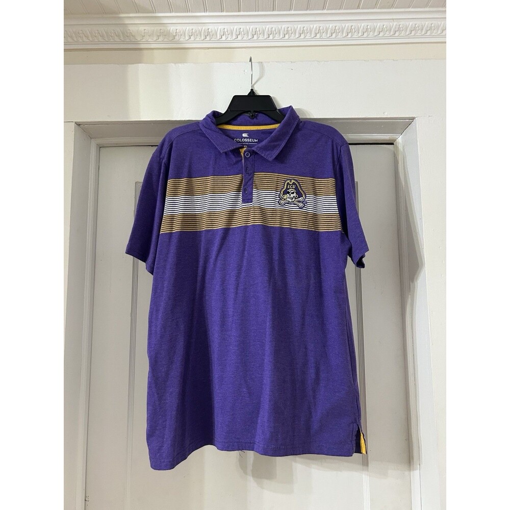 East Carolina Pirates Polo Shirt Mens Size XL Purple Colosseum ECU Cotton Blend